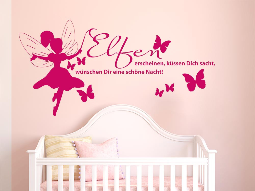 Wandtattoo Kinderzimmer Elfe mit Schönen Spruch für Mädchen