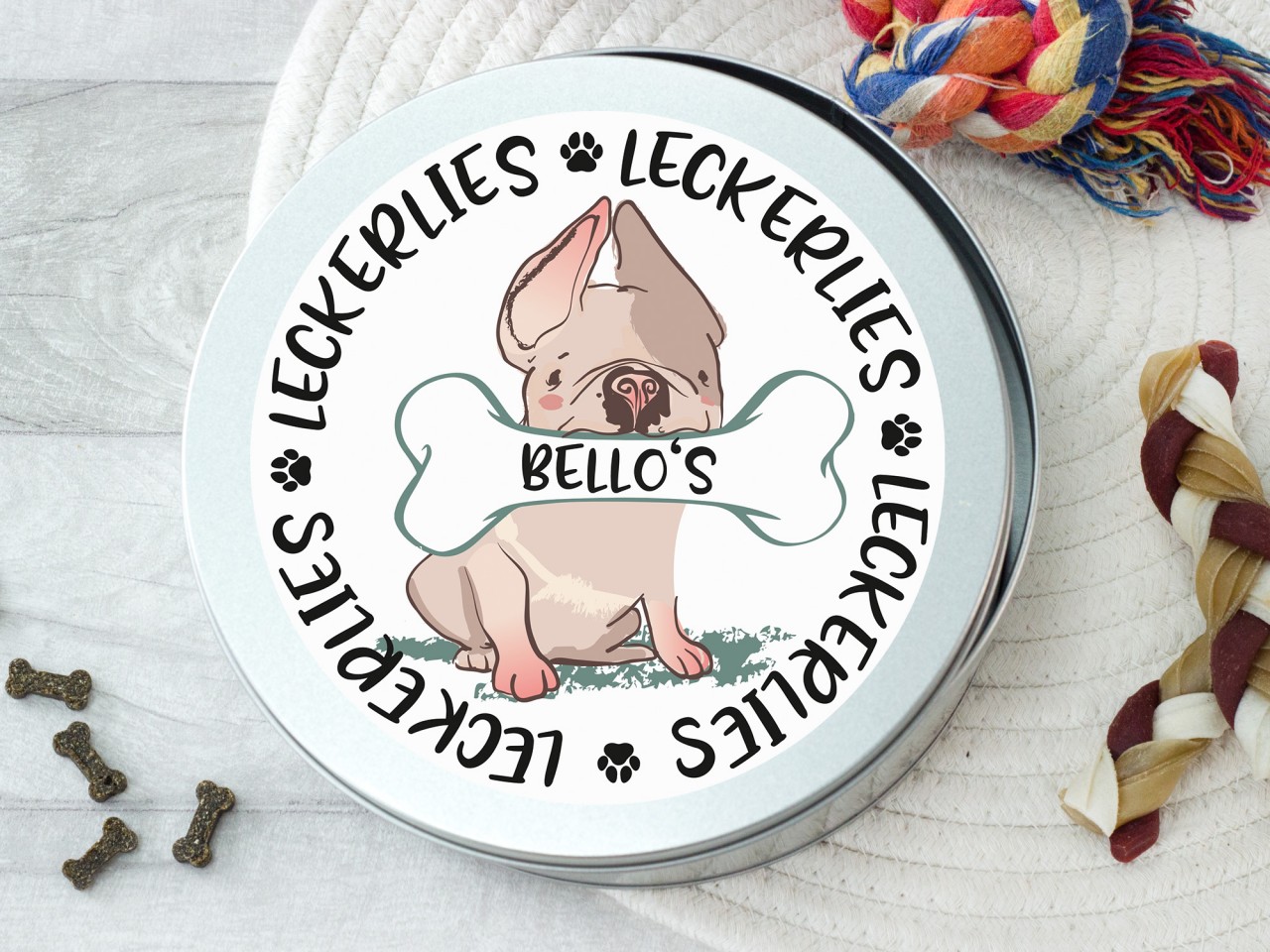 Vorratsdose mit Namen für Hunde Leckerlis u. Kekse,...