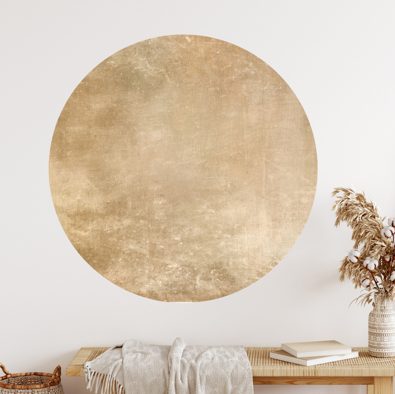 Vintage Wandtattoo Rund Textur Muster Beige Boho shabby...
