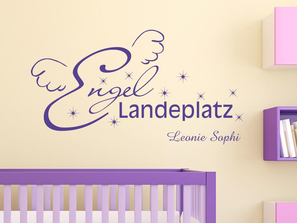 Wandtattoo Engel Landeplatz mit Wunschnamen