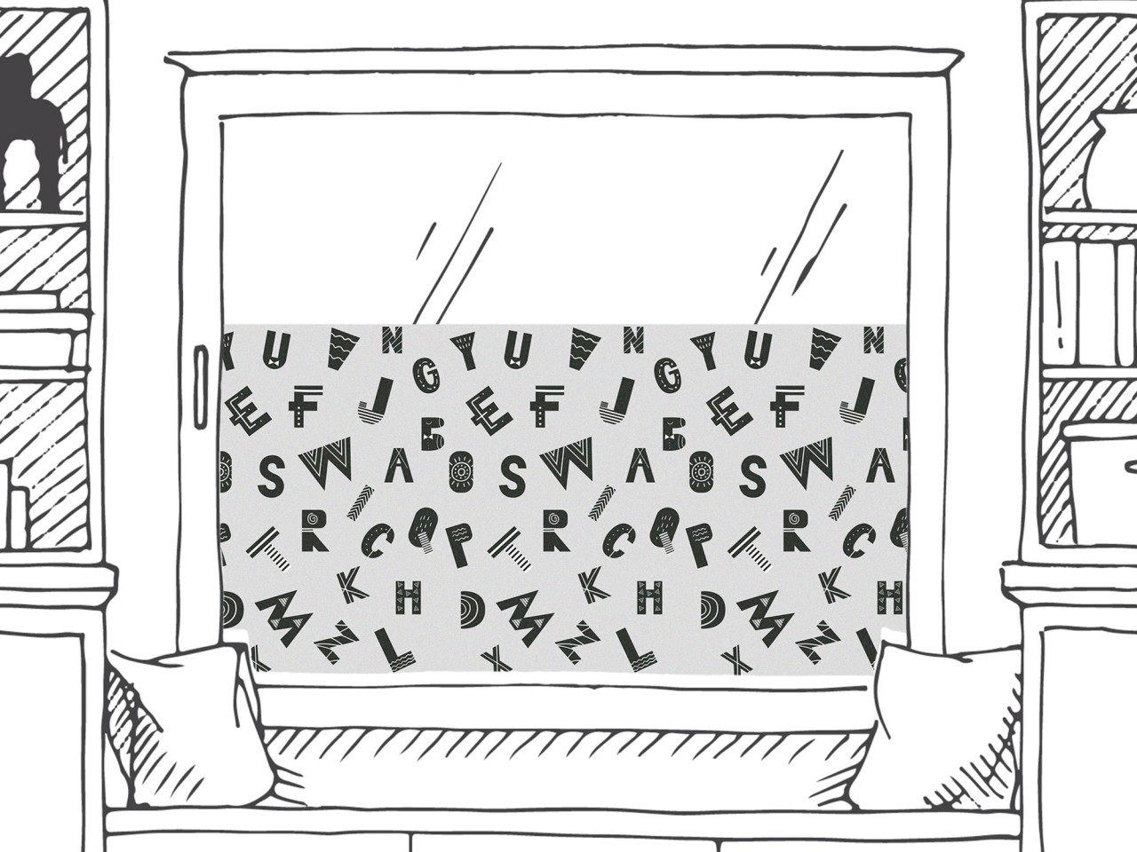 Sichtschutzfolie Kinderzimmer, Buchstaben Alphabet,...