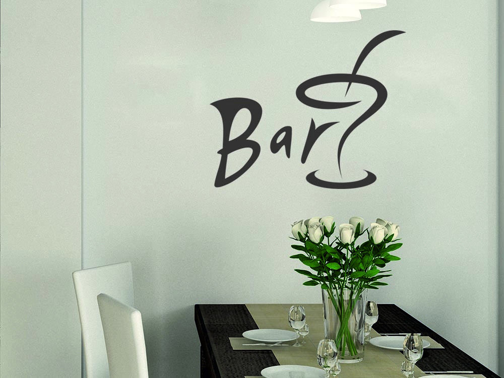 Wandtattoo Küche Schwungvoll gestalteter Schriftzug Bar
