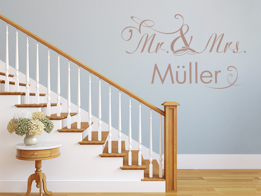 Wandtattoo für Hochzeit Spruch Mr. & Mrs.