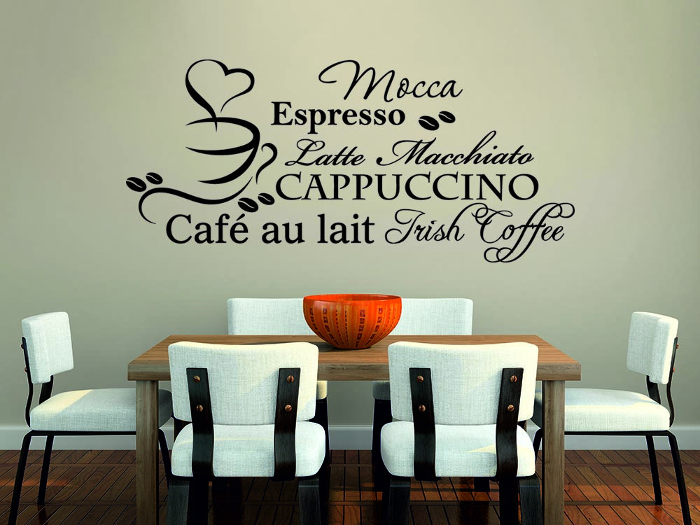 Wandtattoo Küche Kaffee-Zeilen mit Kaffee-Tasse