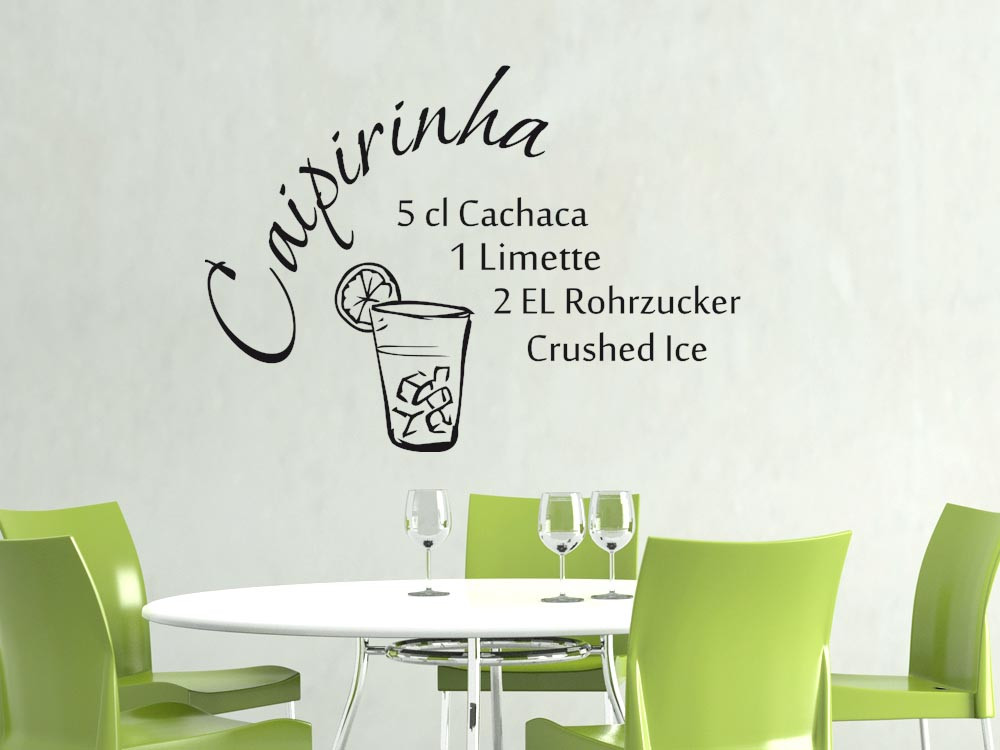 Wandtattoo Küche Rezept Caipirinha mit Cocktailglas