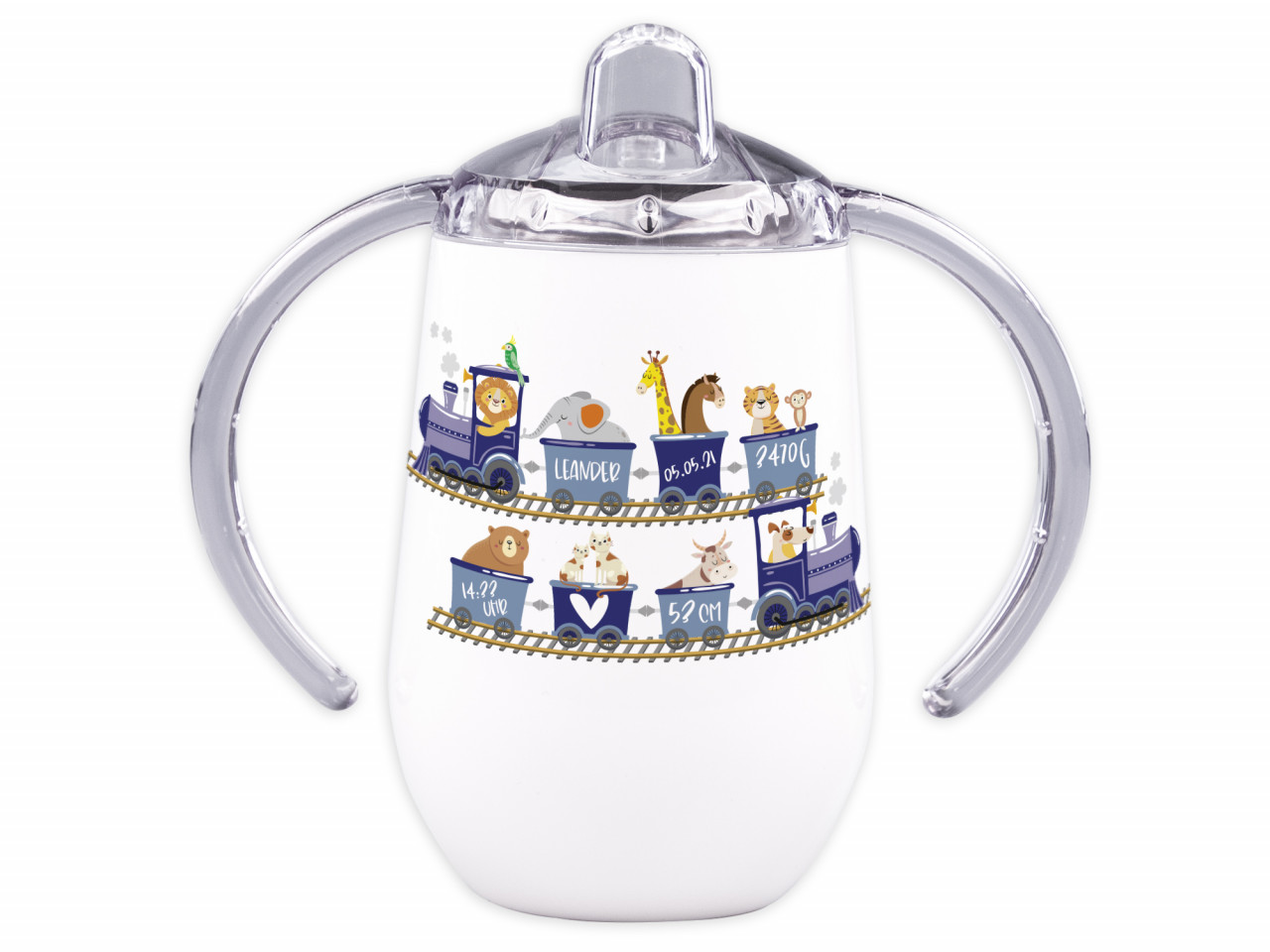 Trinklernbecher für Babys personalisiert - Zootiere in...