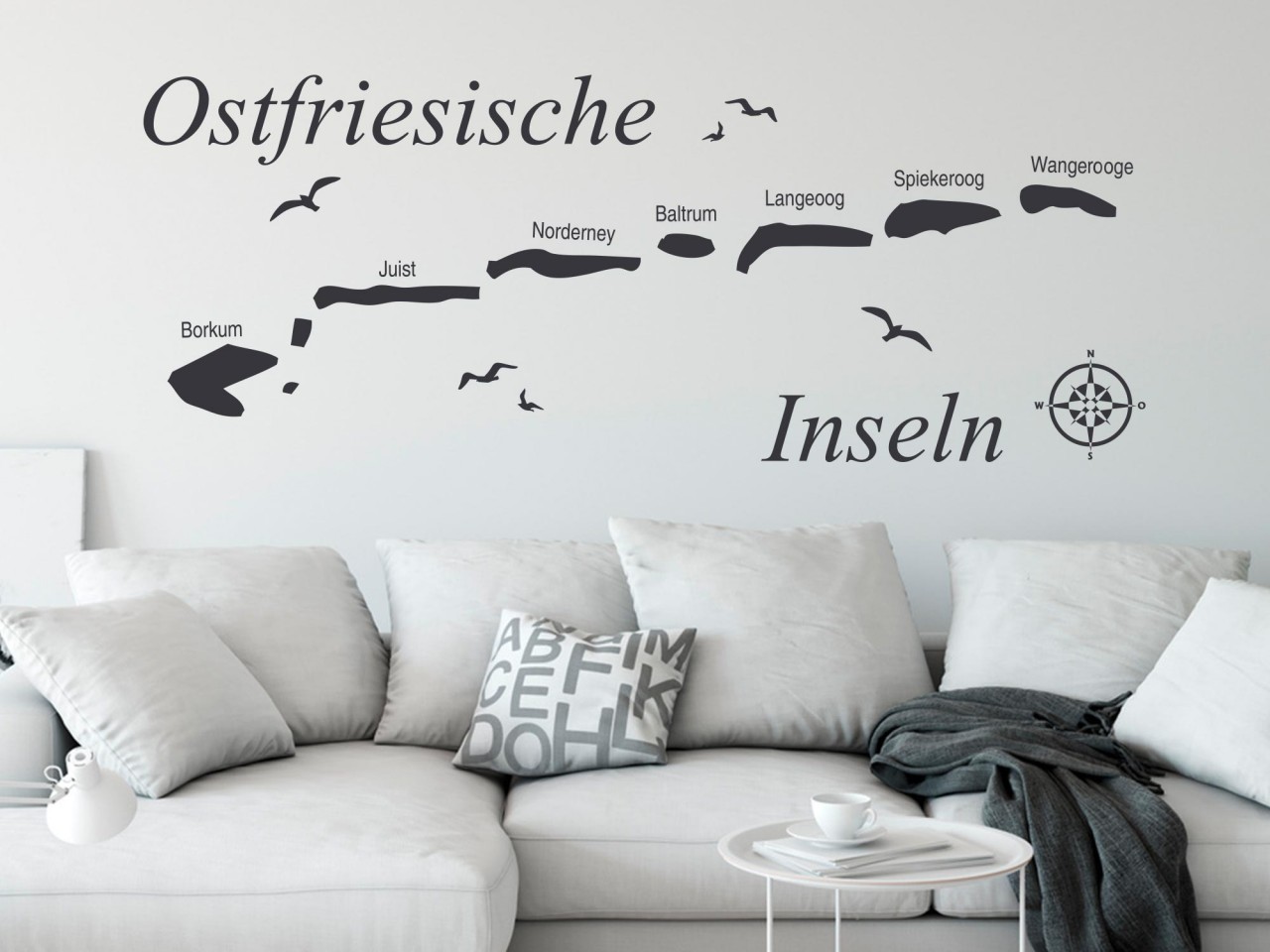 Wandtattoo Ostfriesland Insel Karte