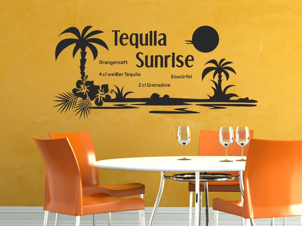 Wandtattoo Küche Cocktail Rezept Tequila Sunrise