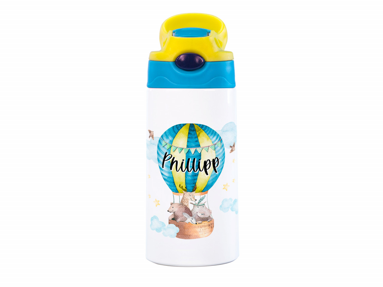 Thermosflasche für Kinder personalisiert - Tiere im Ballon