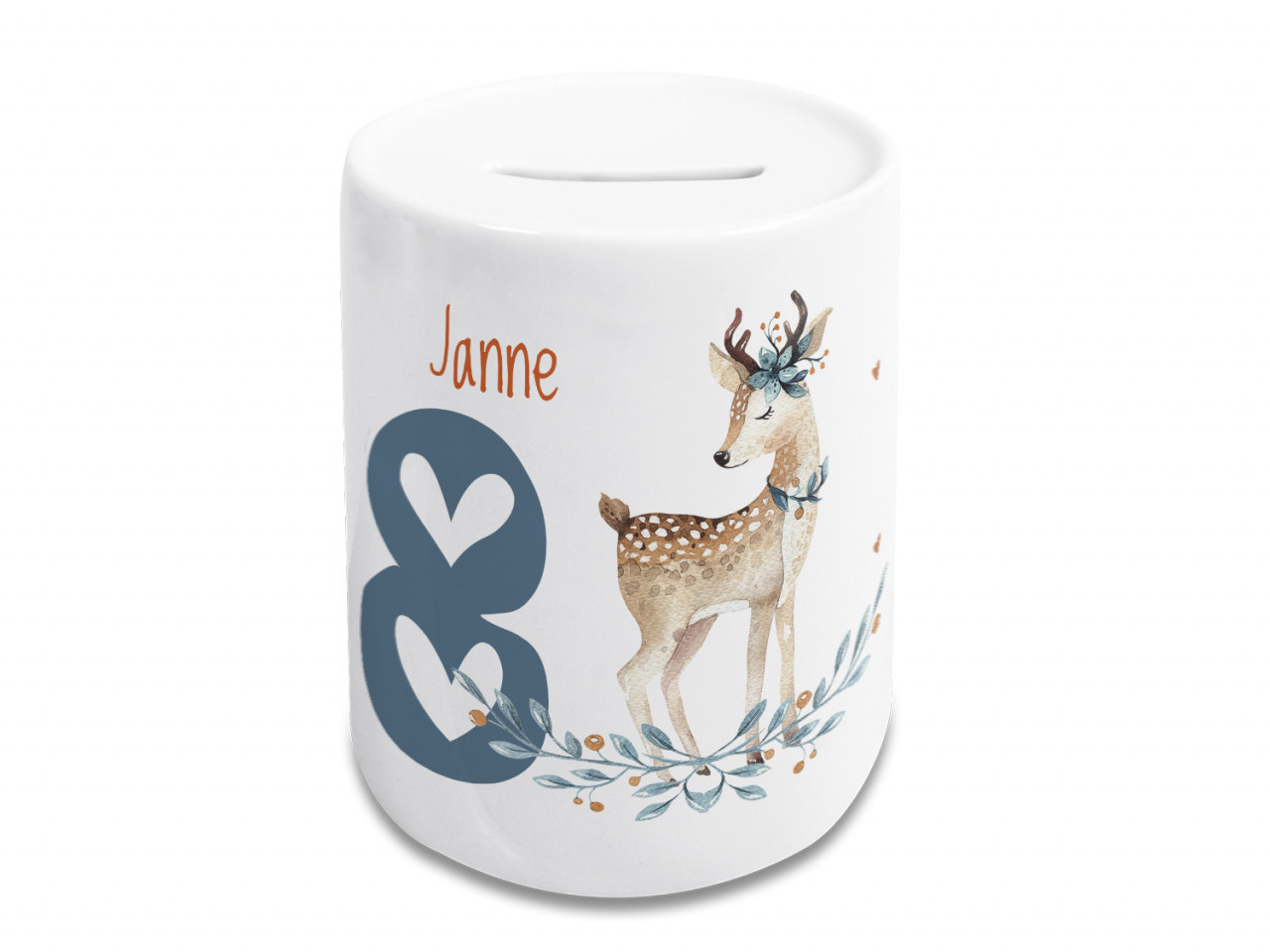 Spardose Kinder personalisiert mit Name und Zahl für Mädchen