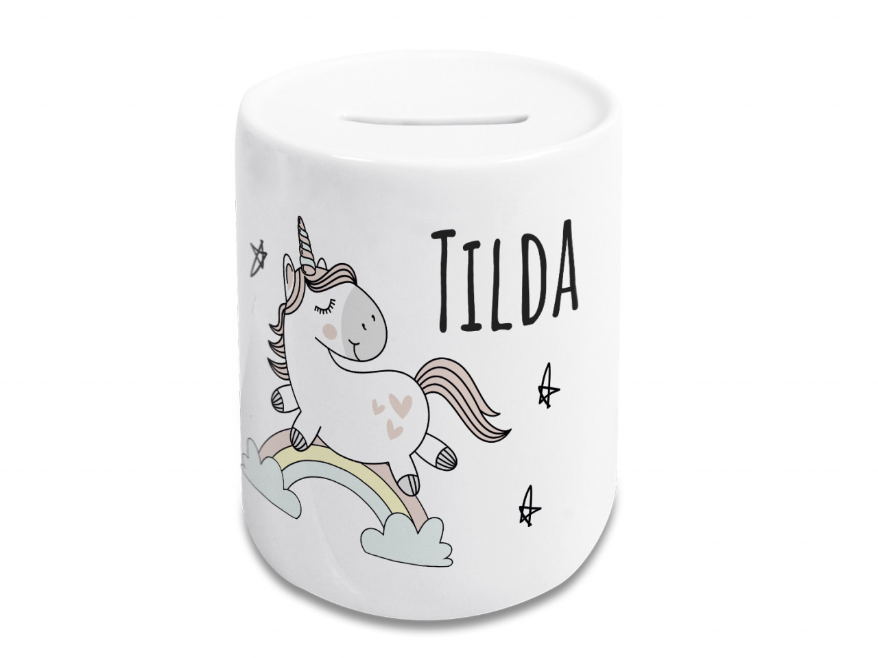 Spardose Einhorn mit Namen