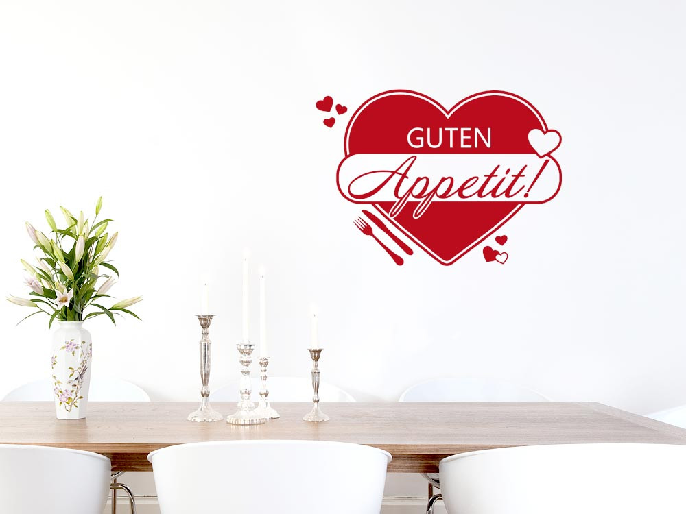 Wandtattoo Guten Appetit Herzen Gabel