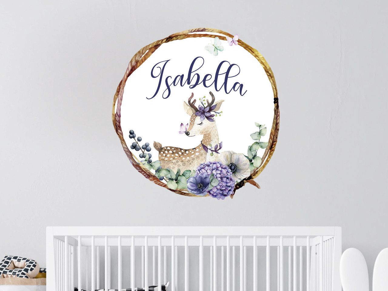 Wandtattoo Rehkitz mit Namen personalisiert