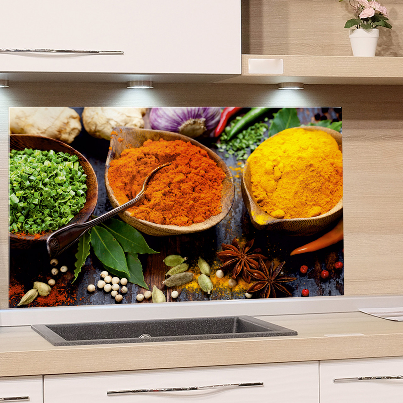 Spritzschutz aus Glas orientalische Gewürze