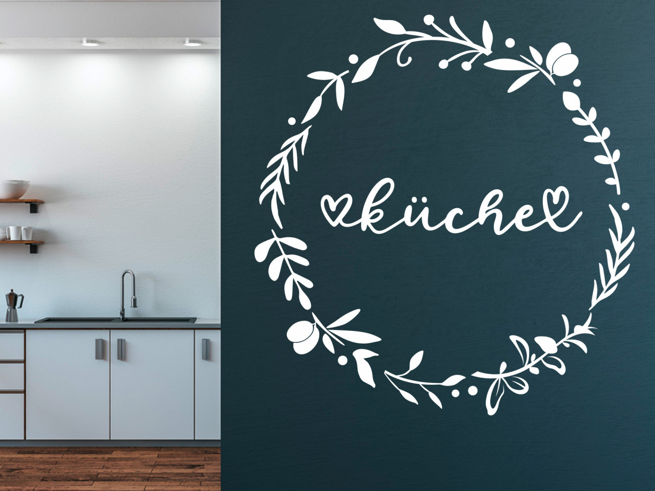 Wandtattoo Küche mit Kranz