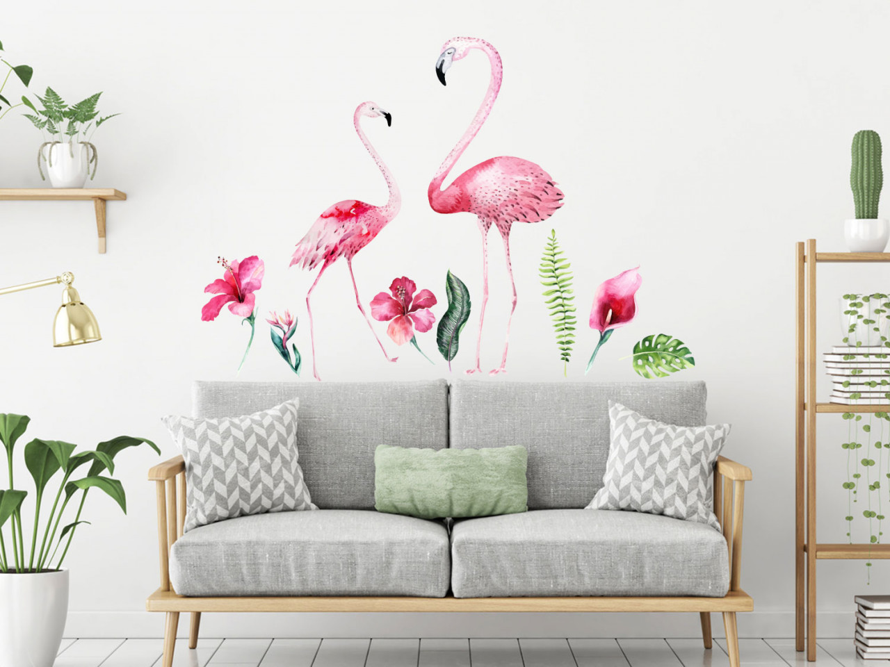 Wandtattoo Set rosa Flamingos