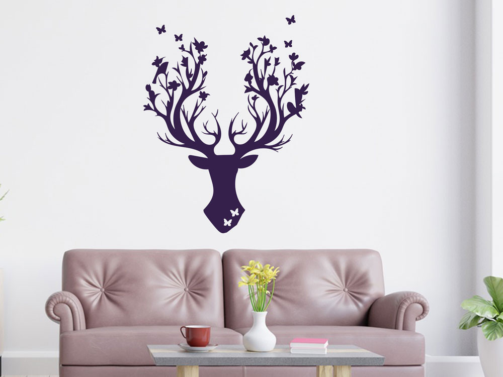 Wandtattoo Hirsch mit Geweih Frühling
