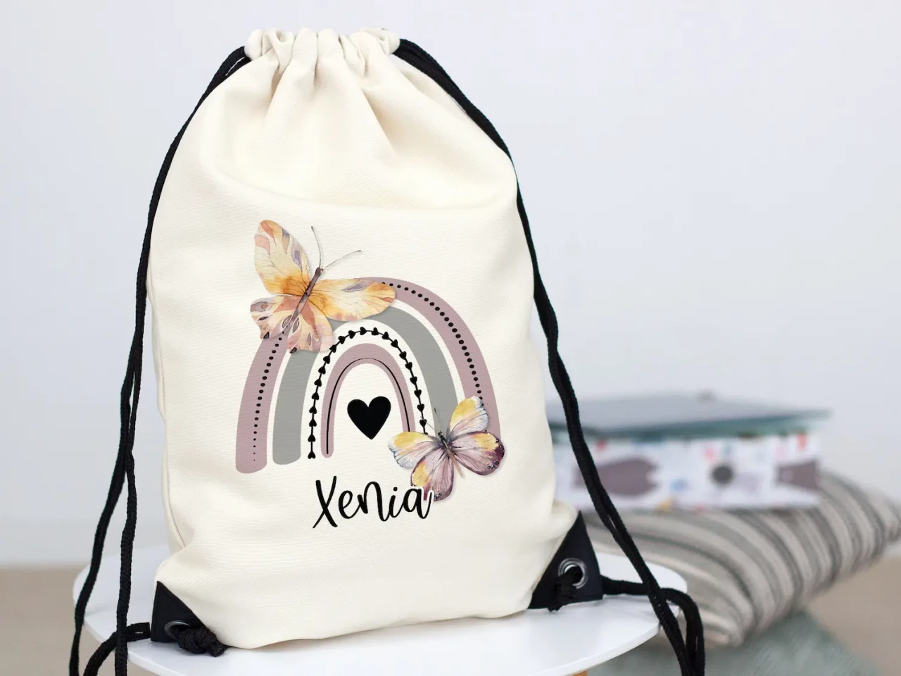 Turnbeutel Kinder personalisiert mit Namen - Regenbogen...