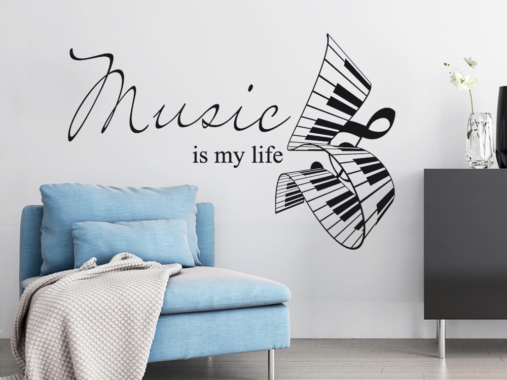 Wandtattoo Spruch Music is my life