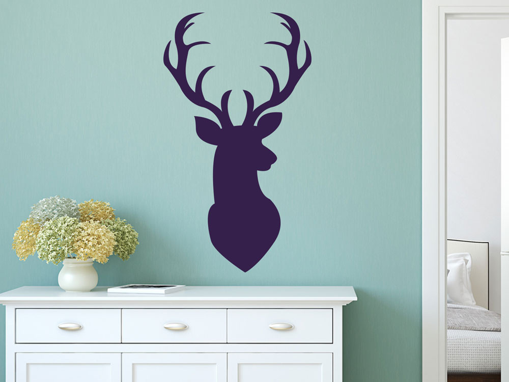 Wandtattoo Hirschkopf mit Geweih