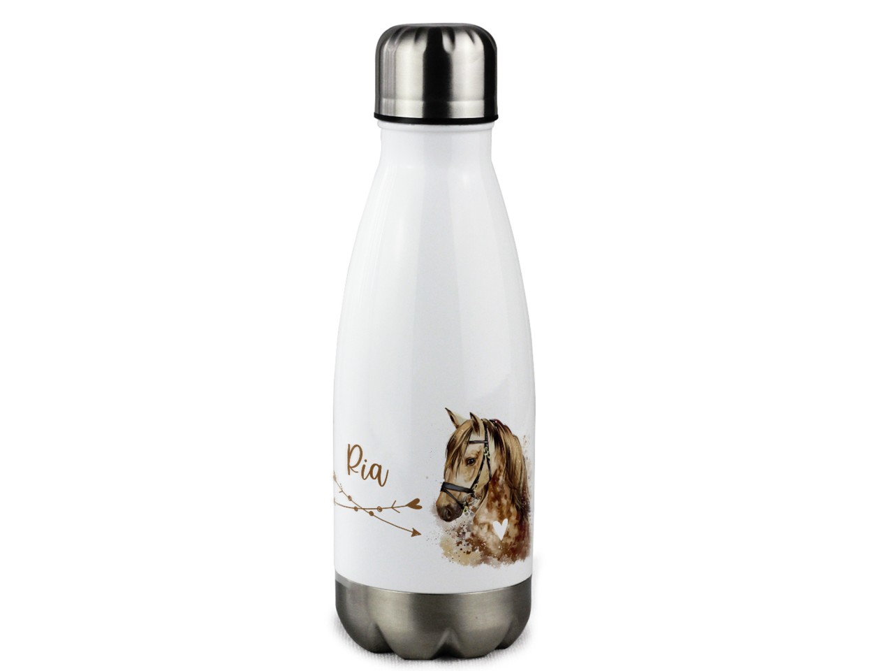 Isolierte Trinkflasche mit Pferd und Namen,...