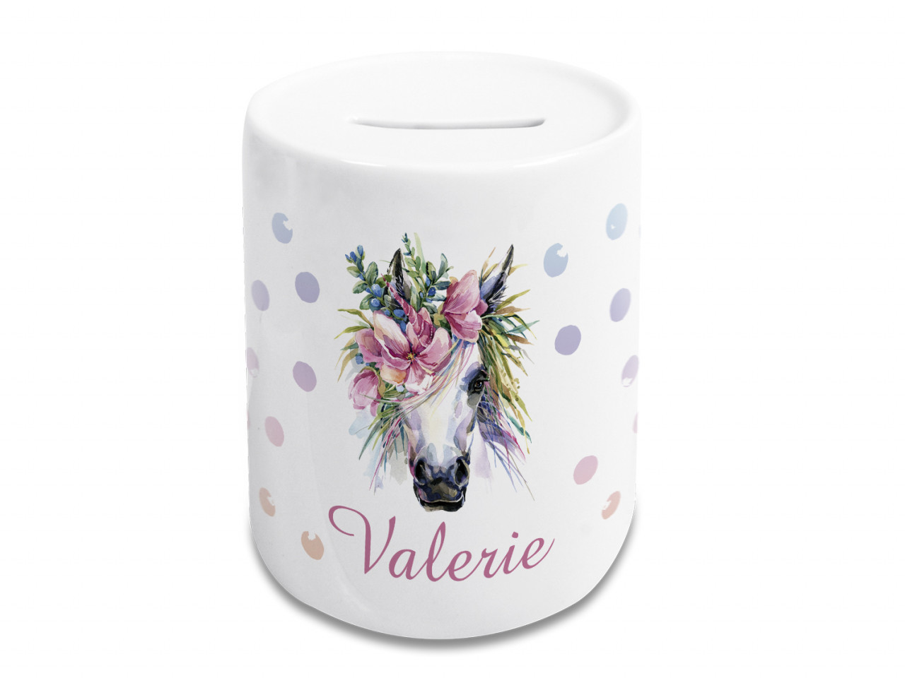 Spardose Einhorn Weiß mit Namen
