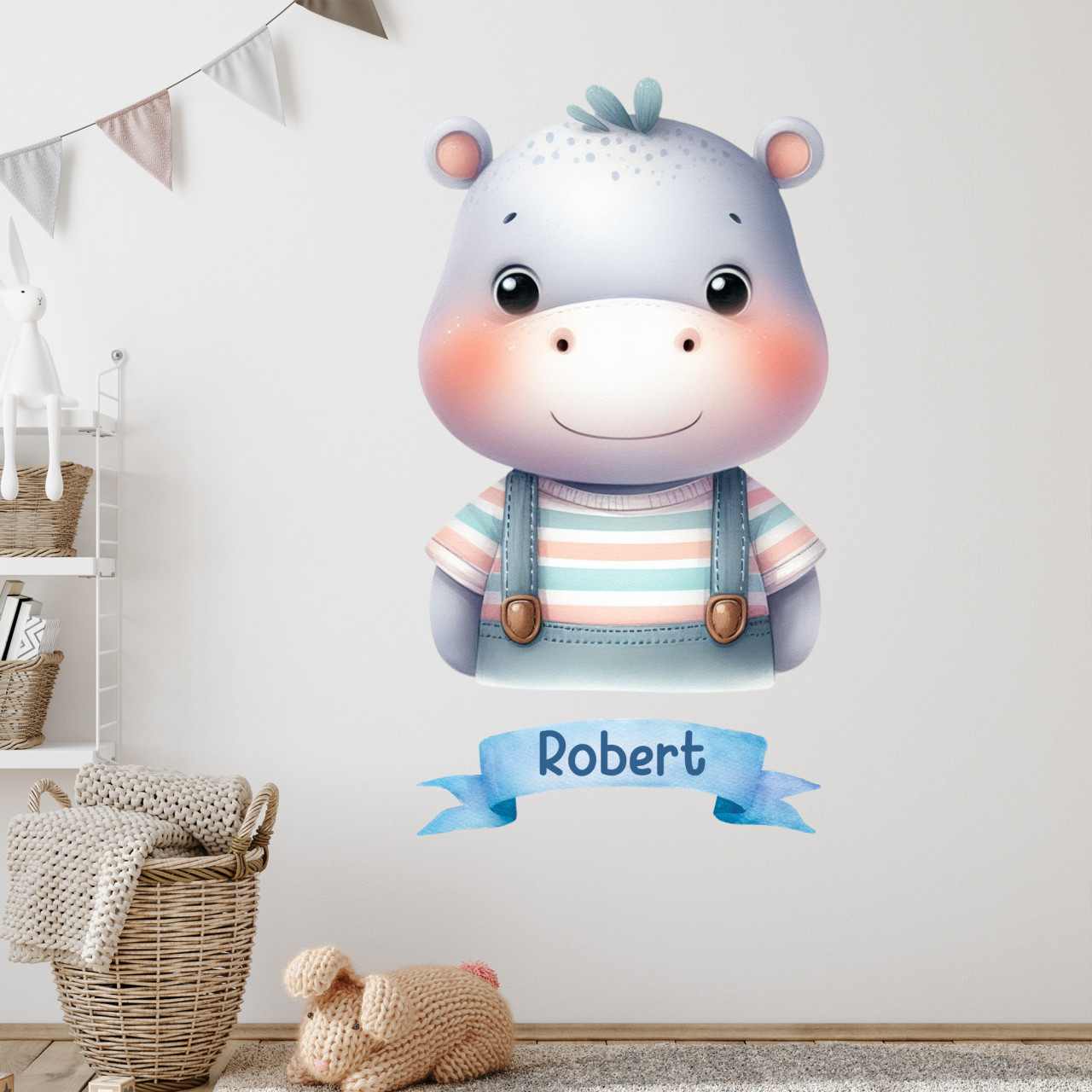 Wandtattoo Kinderzimmer Nilpferd mit Namen
