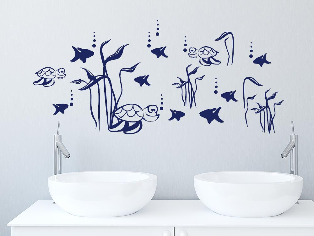 Wandtattoo Set Schildkröten Algen Fische