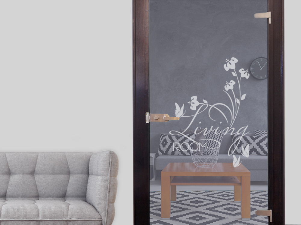 Glastür Aufkleber Fensterfolie für Wohnzimmer Spruch...