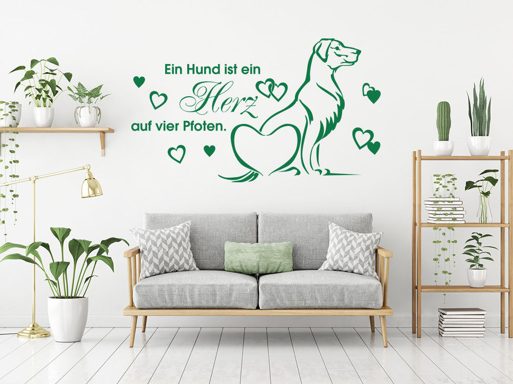 Wandtattoo Spruch Ein Hund ist ein Herz Pfoten