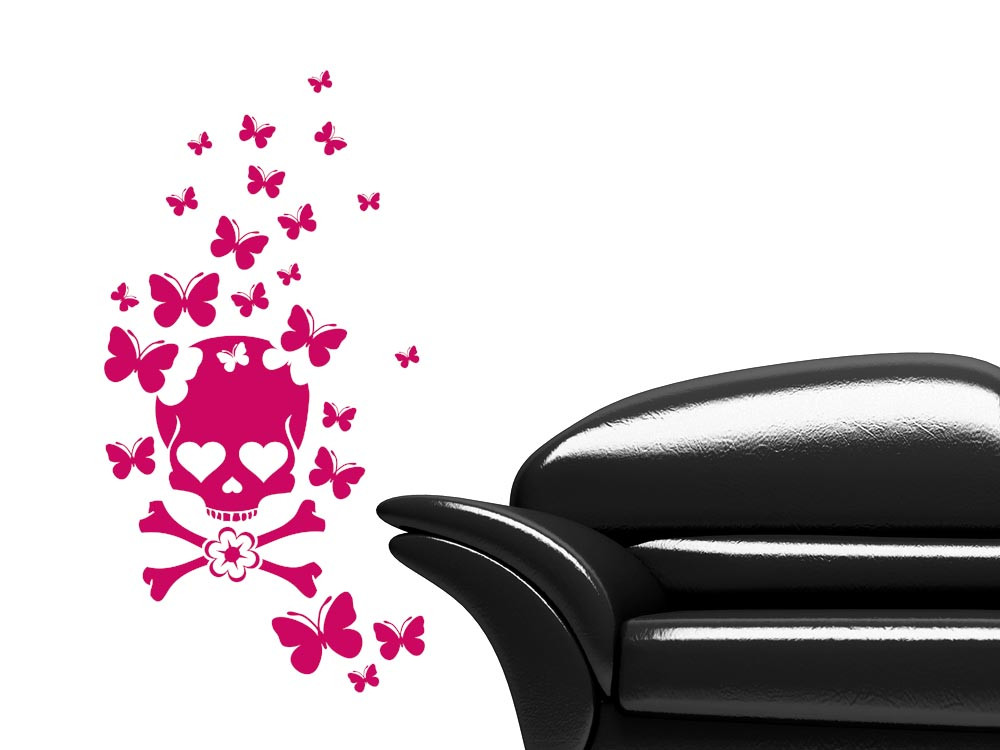 Wandtattoo Totenkopf mit Schmetterling