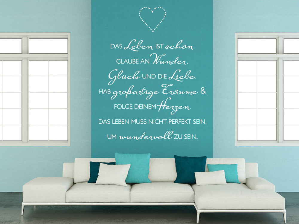 Wandtattoo für Wohnzimmer Spruch Das Leben ist schön