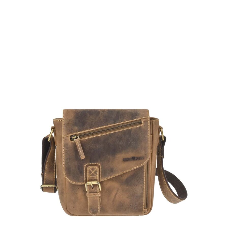 Greenburry Umhängetasche Herren RevolverBag small Vintage – Leder antikbraun. Kompakte Schultertasche für Tablet & Freizeit online kaufen.