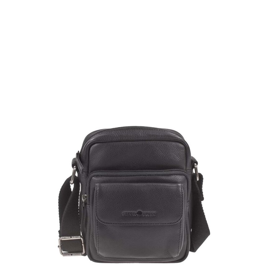 Greenburry Umhängetasche Herren Travel VII S Basic – Leder schwarz. Kompakte City-Bag mit 2 Vortaschen online kaufen bei Greenburry.