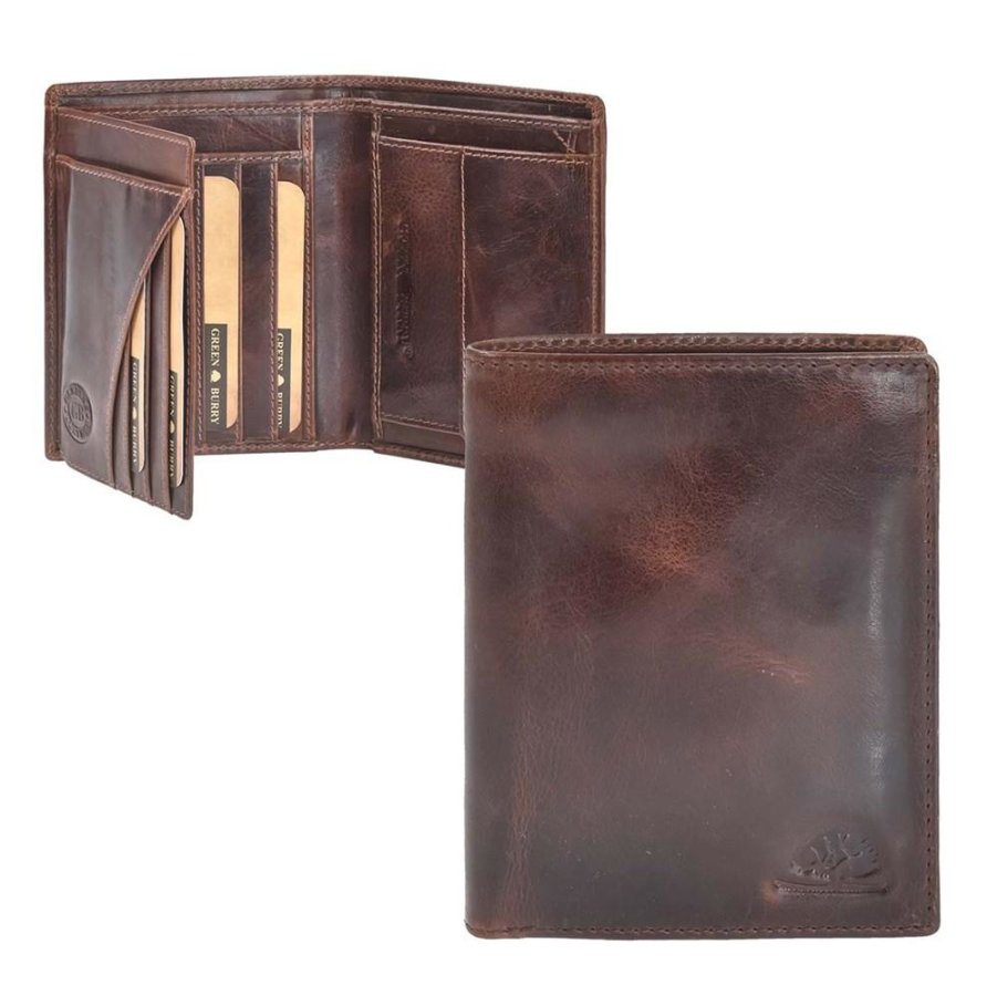 Geldbörse Leder 10x12cm 'Rugged' teak brown 1313-25 | Greenburry.de