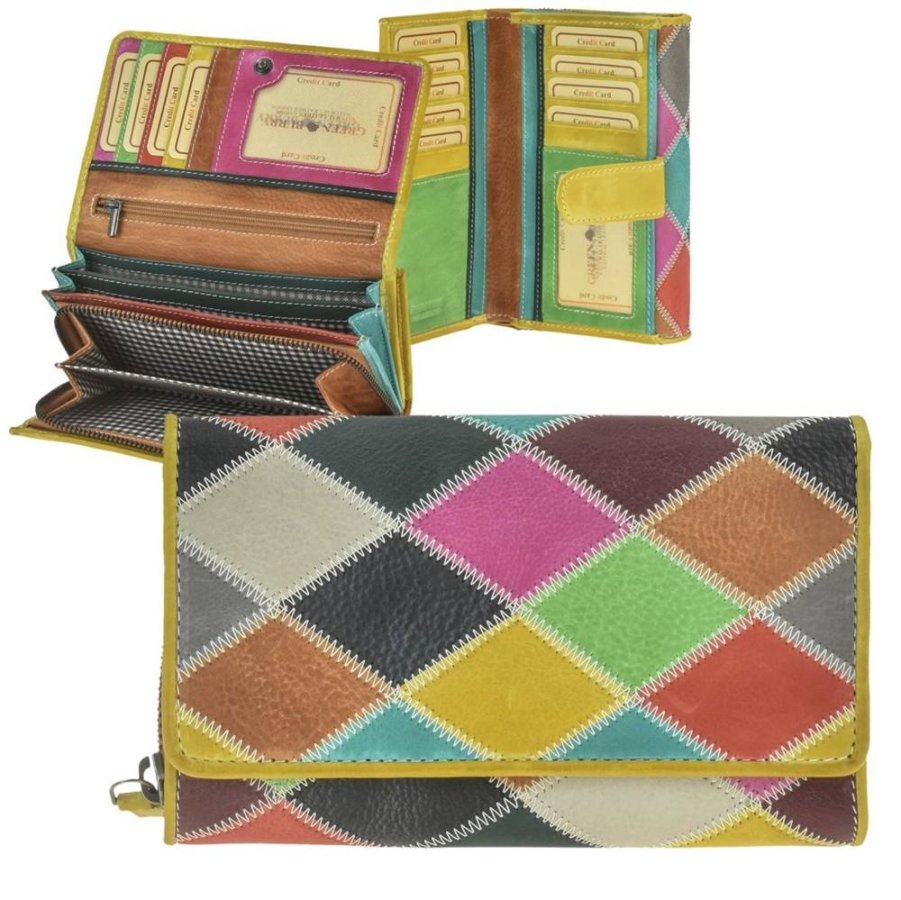 Geldbörse Leder 17x10cm 'Candy Shop' zickzack bunt 860-99 | Greenburry