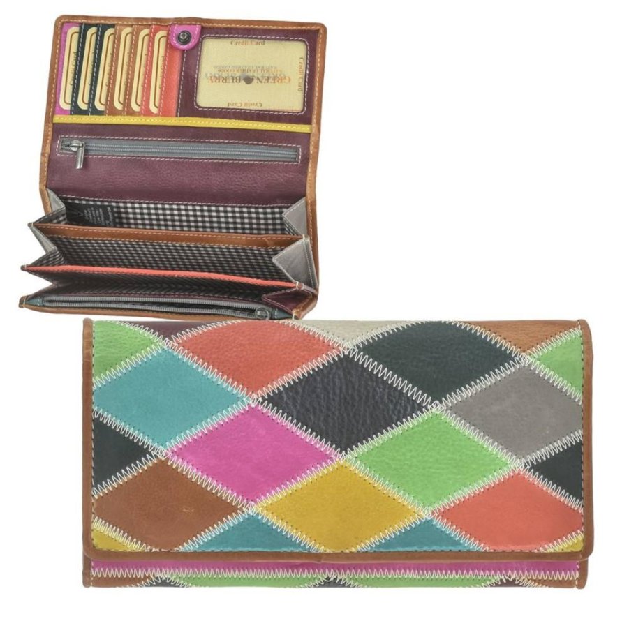 Geldbörse Leder 18x9cm 'Candy Shop' zickzack bunt 862-99 | Greenburry