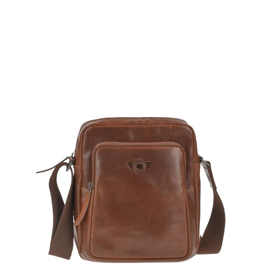 Umhängetasche Leder 20x24cm Damen Herren kleine Schultertasche Umhänger 'Waxy Vintage'