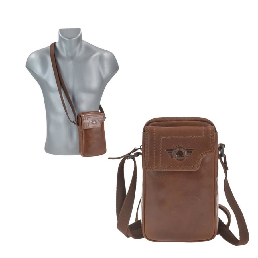 Handytasche zum Umhängen Leder 13x21cm Handy Umhängetasche Damen Herren 'Waxy Vintage'