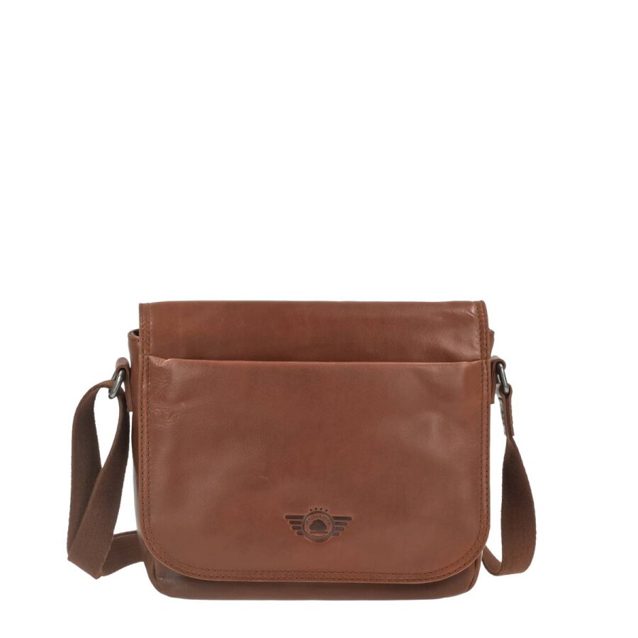 Umhängetasche Leder braun 2 Hauptfächer | Greenburry Waxy Vintage Schultertasche für Freizeit & Beruf 1376-24