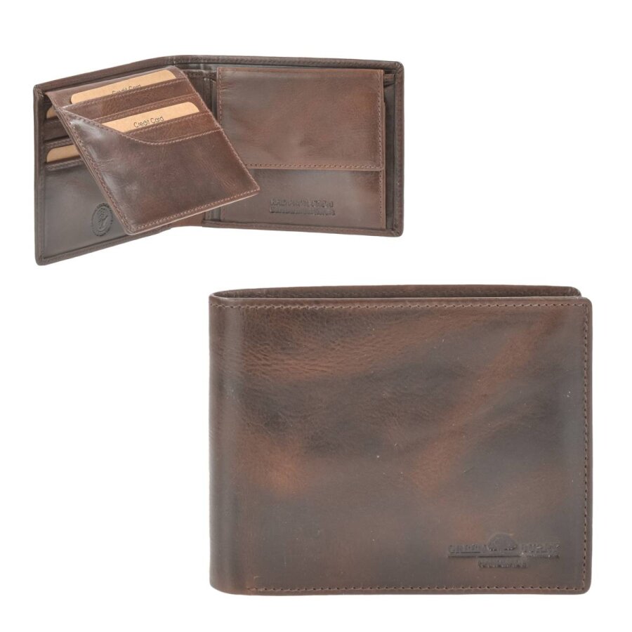 Greenburry Portemonnaie Herren RFID-Schutz & 7 Kartenfächer Newport – Leder coffee. Eleganter Geldbeutel in dunkelbraun für Sicherheit und Ordnung.