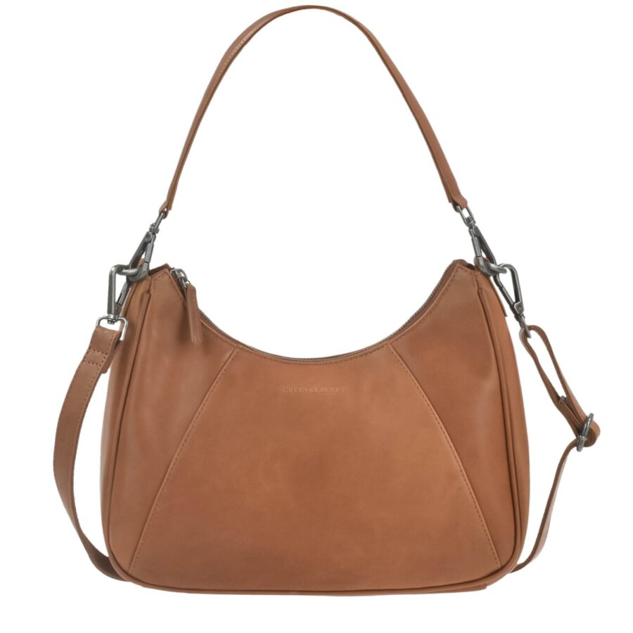 Handtasche Damen Leder tan abnehmbarer Henkel | Greenburry Fiorentina Hobo Bag für Alltag Freizeit Shopping 2211-24