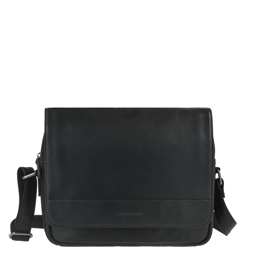 Umhängetasche A4 Herren & Damen Leder schwarz gepolstertes Tabletfach | Greenburry Fiorentina Schultertasche für Business Arbeit Uni 2212-20
