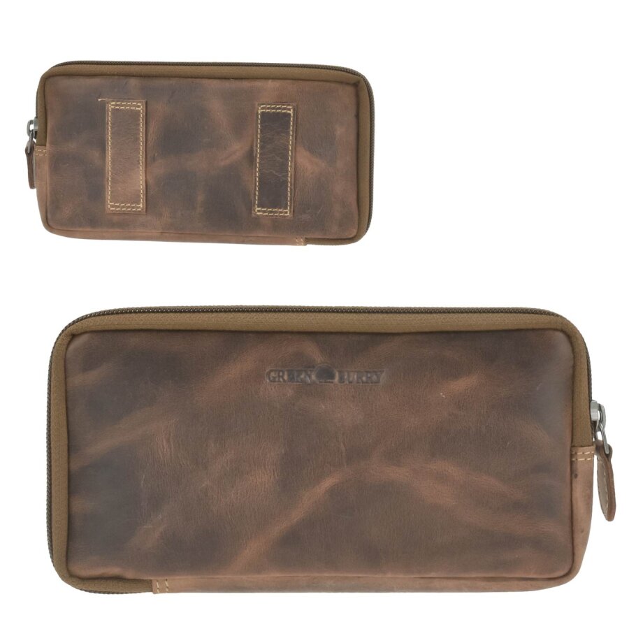 Handy Gürteltasche Leder Querformat Antik-Braun bis 18x9cm