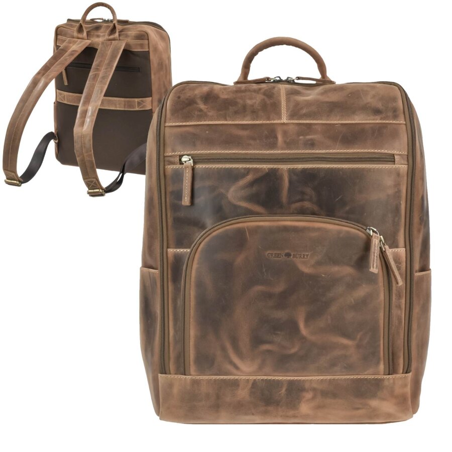 Greenburry Vintage Leder-Rucksack | Business & Laptop | Braun