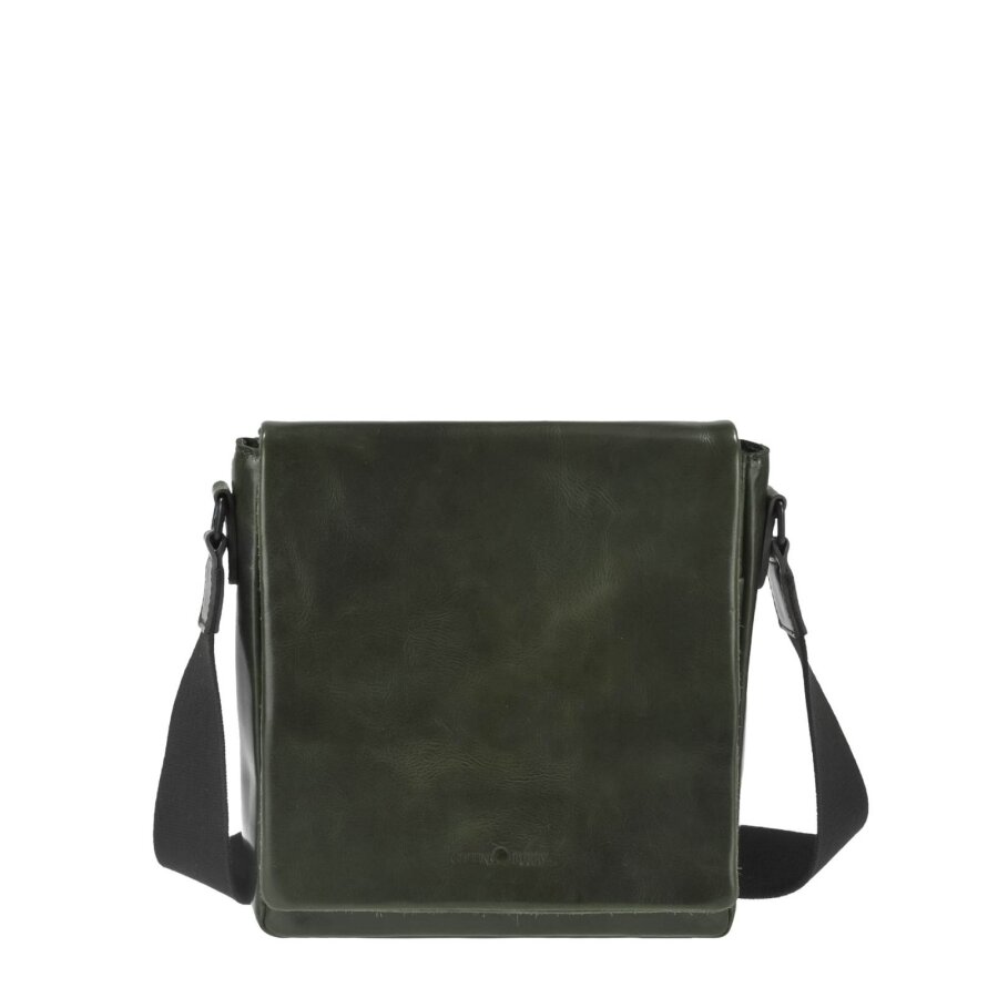 Umhängetasche Herren Leder british green extra langer Schultergurt | Greenburry Newport Schultertasche für Alltag Arbeit 2101-30