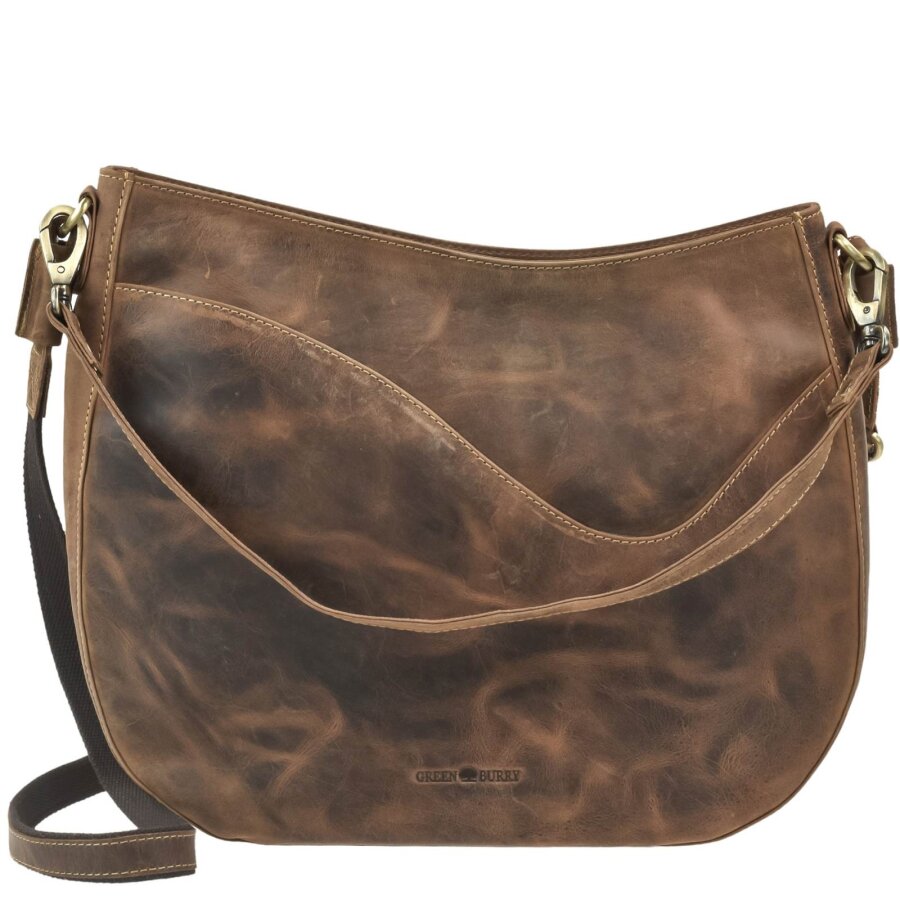 Schultertasche Damen Leder antikbraun DIN A4 geeignet | Greenburry Vintage-Original Handtasche für Business, Büro, Uni, Alltag 1443-25