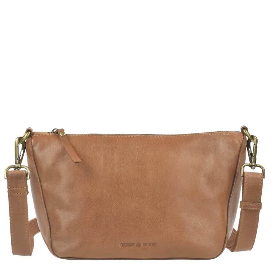 Schultertasche Damen Leder nougat braun kompakter Ausgehbegleiter | Greenburry Colombiana Pouchbag für Ausgehen Event City 2516