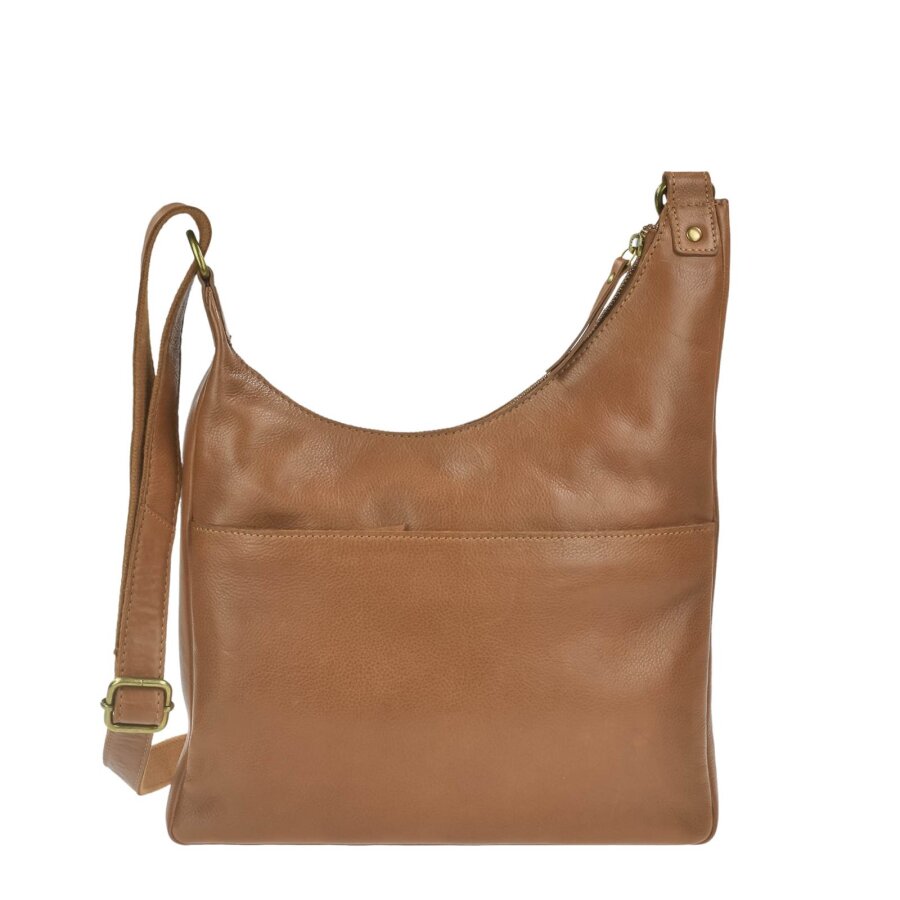 Umhängetasche Damen Leder nougat braun mit 3 Reißverschlussfächern | Greenburry Colombiana Schultertasche für Alltag, Freizeit, City, Reise 2515-24