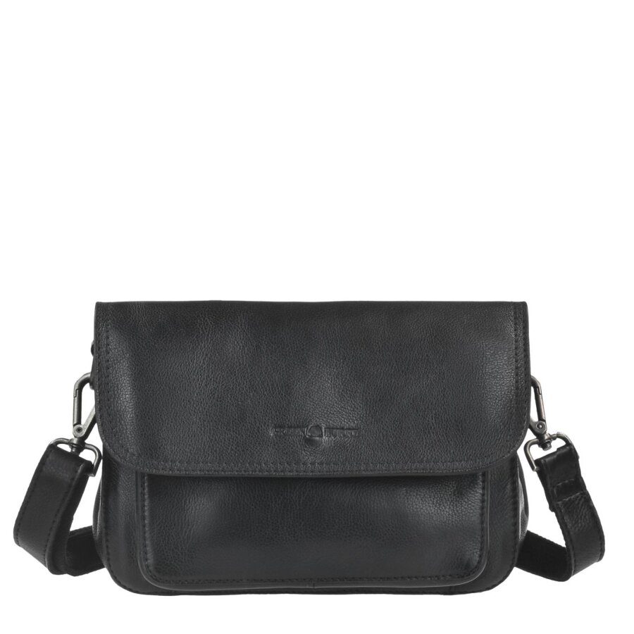 Schultertasche Damen Leder schwarz Ausgehtasche mit Überschlag | Greenburry Colombiana Umhängetasche für Ausgehen Event City 2517
